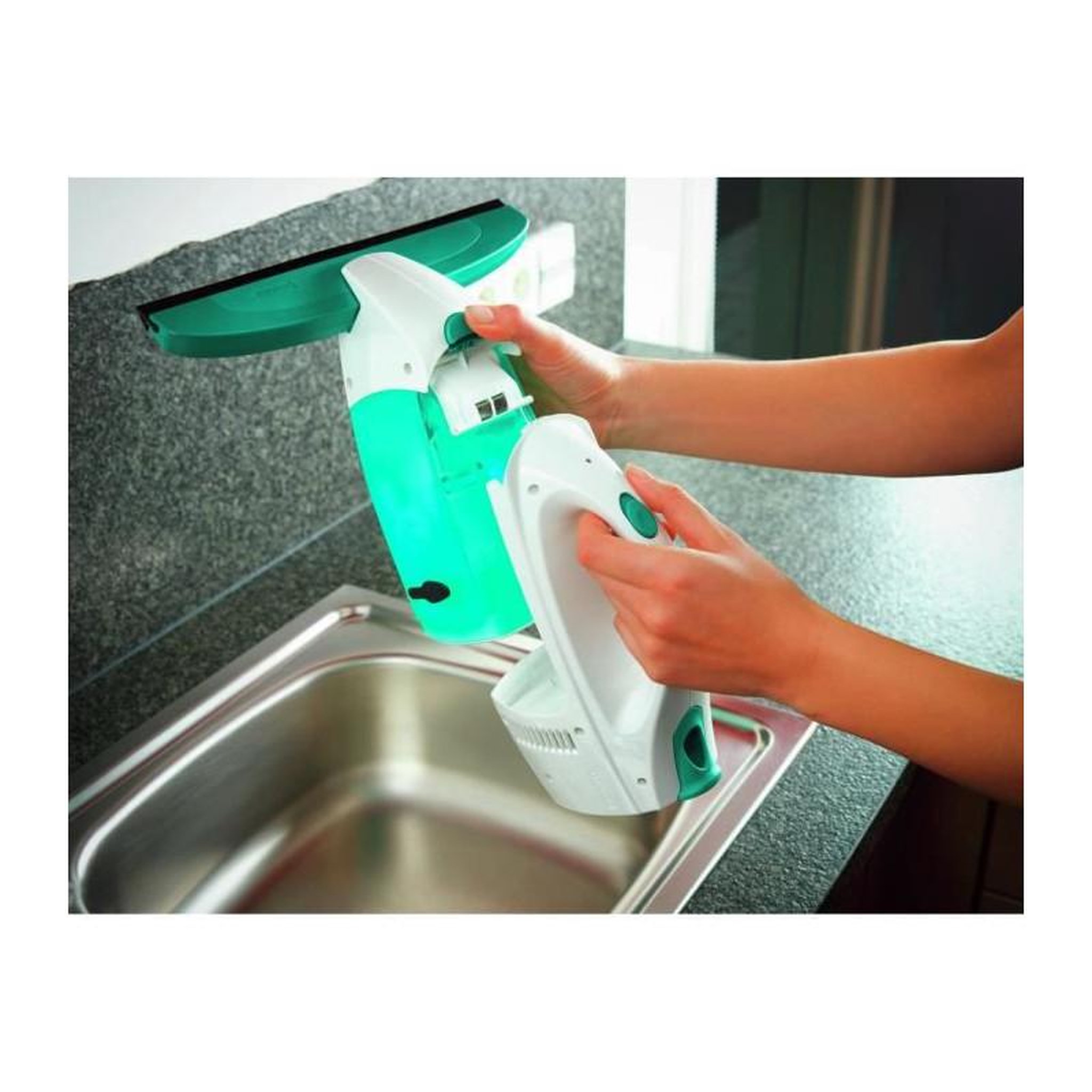 Voir la diapositive 4 : Leifheit Leifheit 51003 Kit aspirateur a vitres Dry + Clean avec manche et mouilleur, lave vitre sans traces, nettoyeur vitres multi usag
