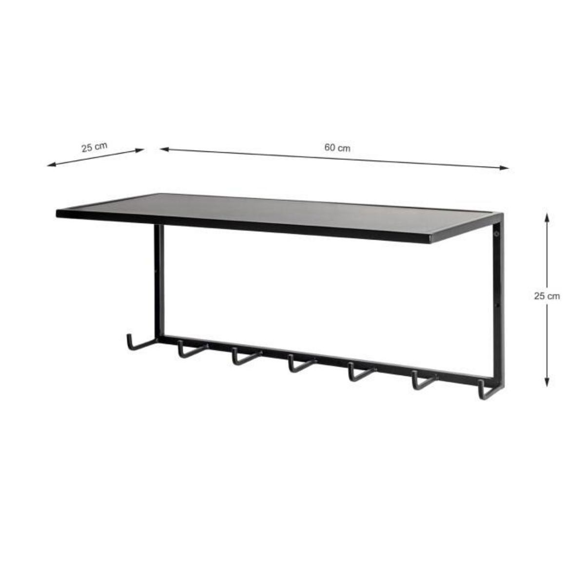 Paris Prix Patère Murale 7 Crochets Déco  Ulrino  60cm Noir