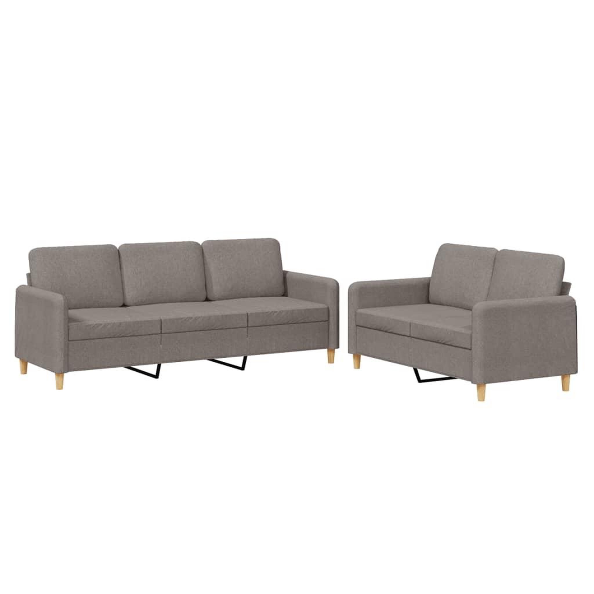 Voir la diapositive 2 : VIDAXL Ensemble de canapes 2 pcs avec coussins Taupe Tissu