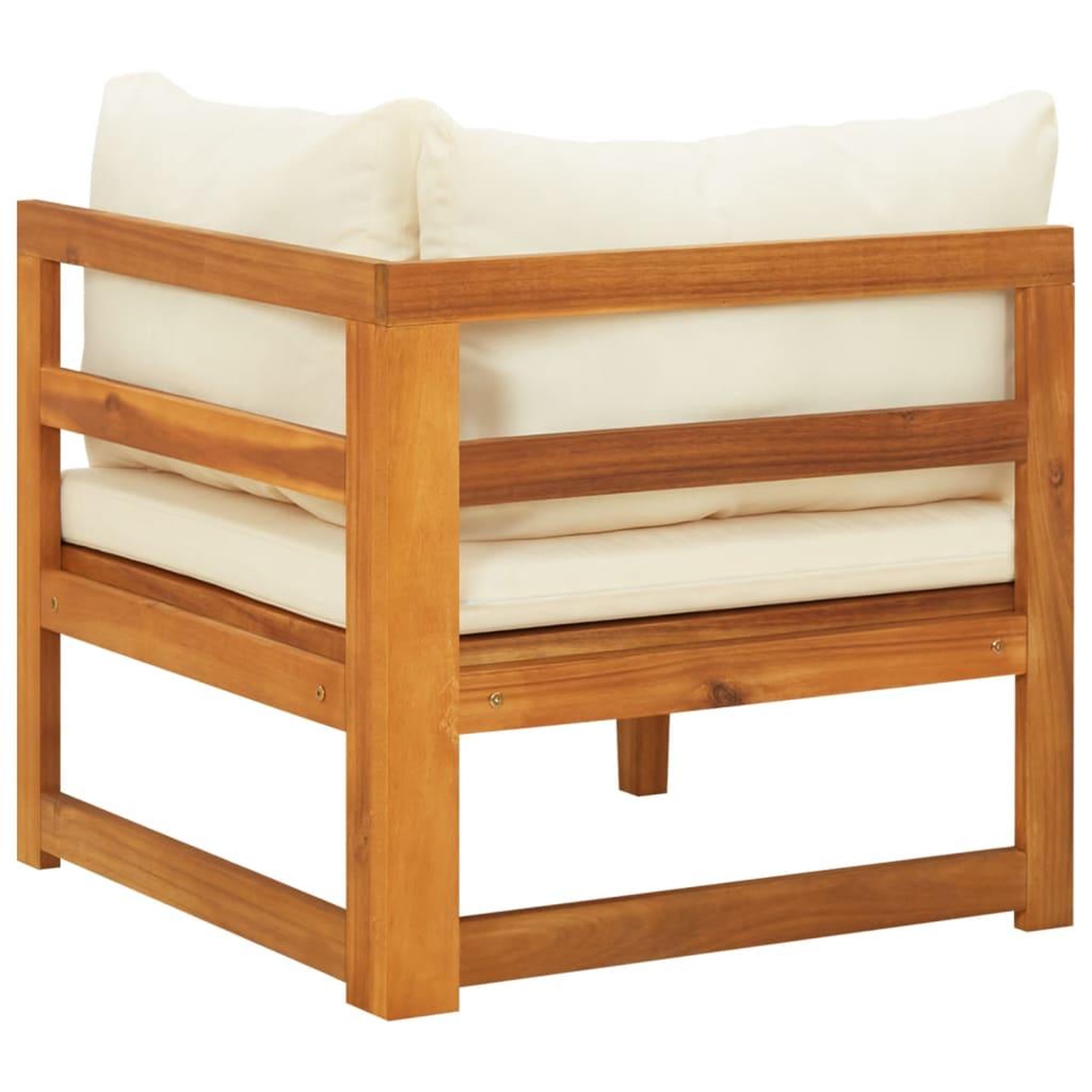Voir la diapositive 4 : VIDAXL Canape d'angle avec coussins blanc creme Bois d'acacia solide