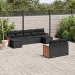 VIDAXL Salon de jardin 9 pcs avec coussins noir resine tressee