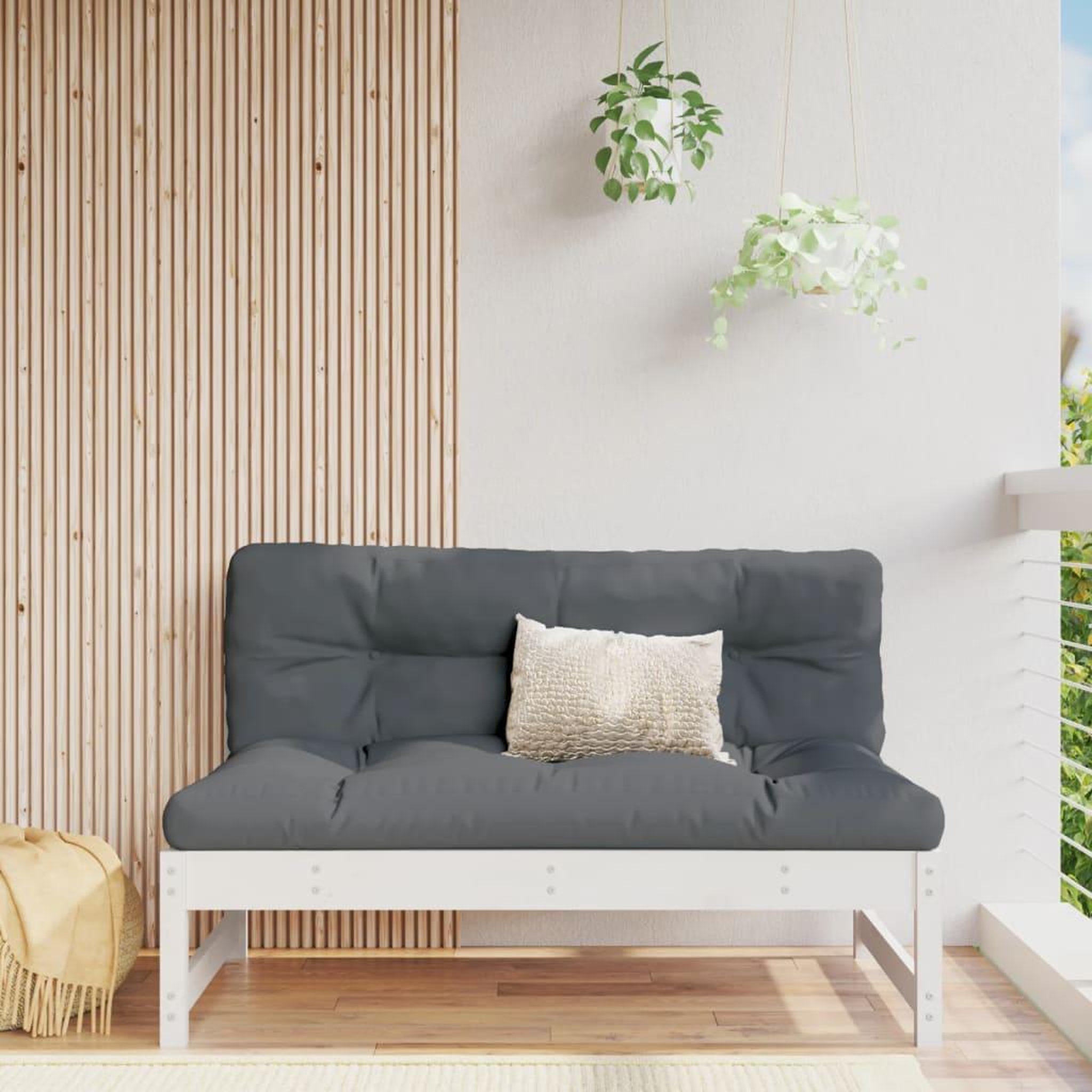 VIDAXL Canape central de jardin blanc 120x80 cm bois de pin massif