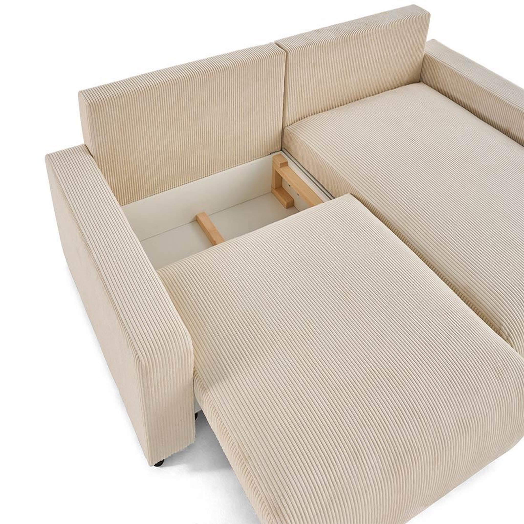 Voir la diapositive 3 : LISA DESIGN Pivoine - canapé d'angle 4 places réversible convertible avec 2 coffres en velours côtelé