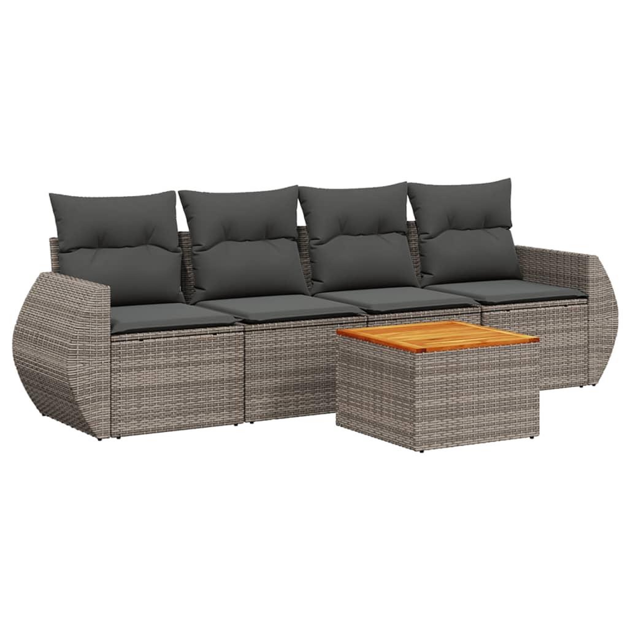 Voir la diapositive 2 : VIDAXL Salon de jardin 5 pcs avec coussins gris resine tressee