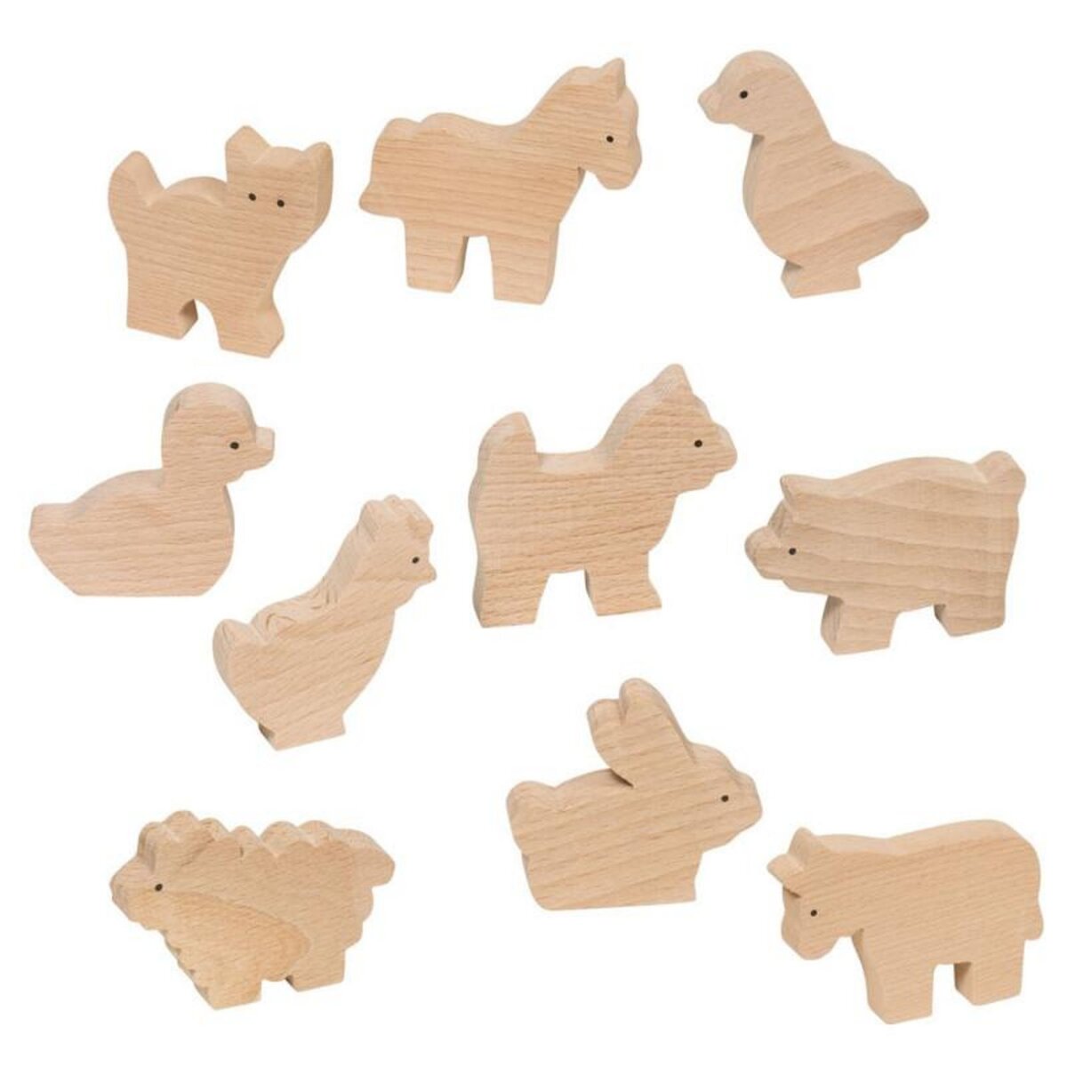 Goki GOKI Wooden farm animals, 10pcs.