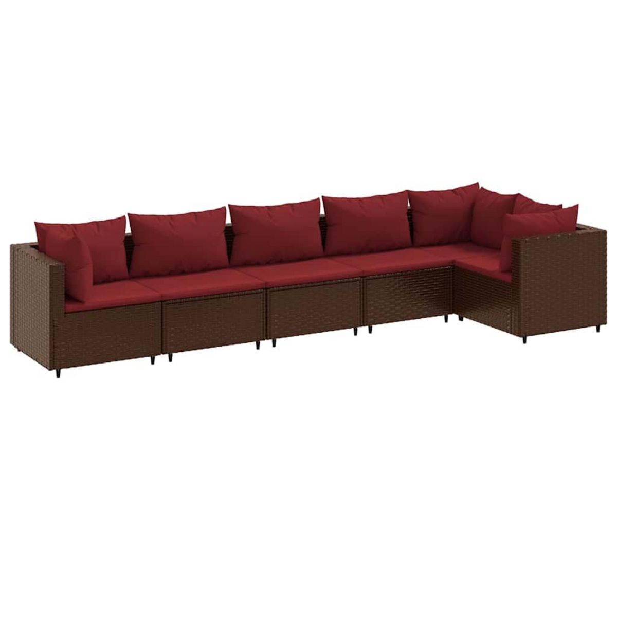 VIDAXL Salon de jardin 6 pcs avec coussins Marron Resine tressee