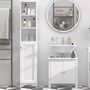 Voir la diapositive 2 : HOMCOM Meuble colonne salle de bain 3 niches placard porte persienne 3 étagères MDF panneaux de particules blanc
