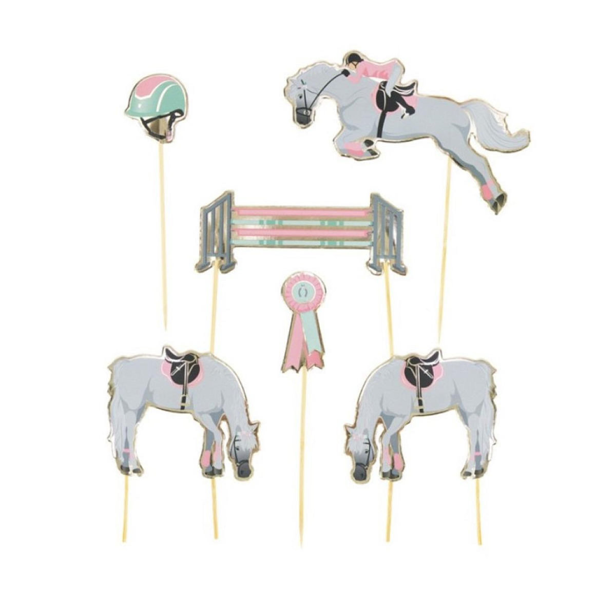 PartyPro Set de 6 decorations Cheval d'Amour pour gateaux