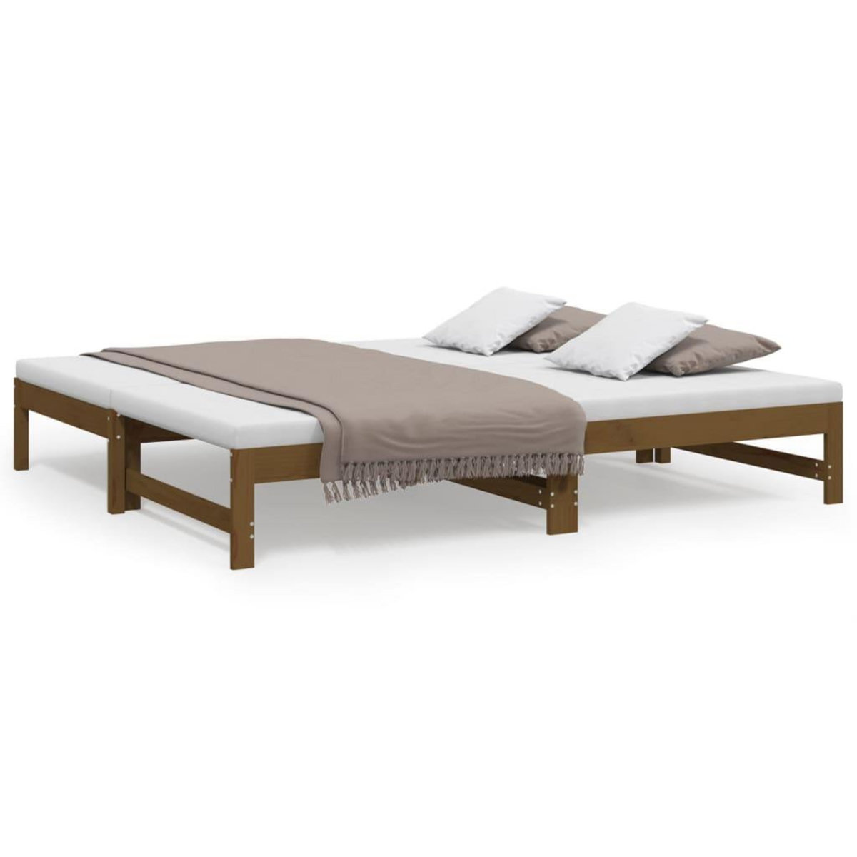 VIDAXL Lit coulissant sans matelas marron miel 2x(90x190) cm