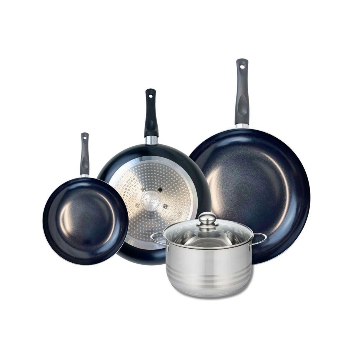 ELO Ensemble de 3 Poêles de cuisson 20, 28 et 32 cm et 1 faitout 20 cm Elo Prima Brillant