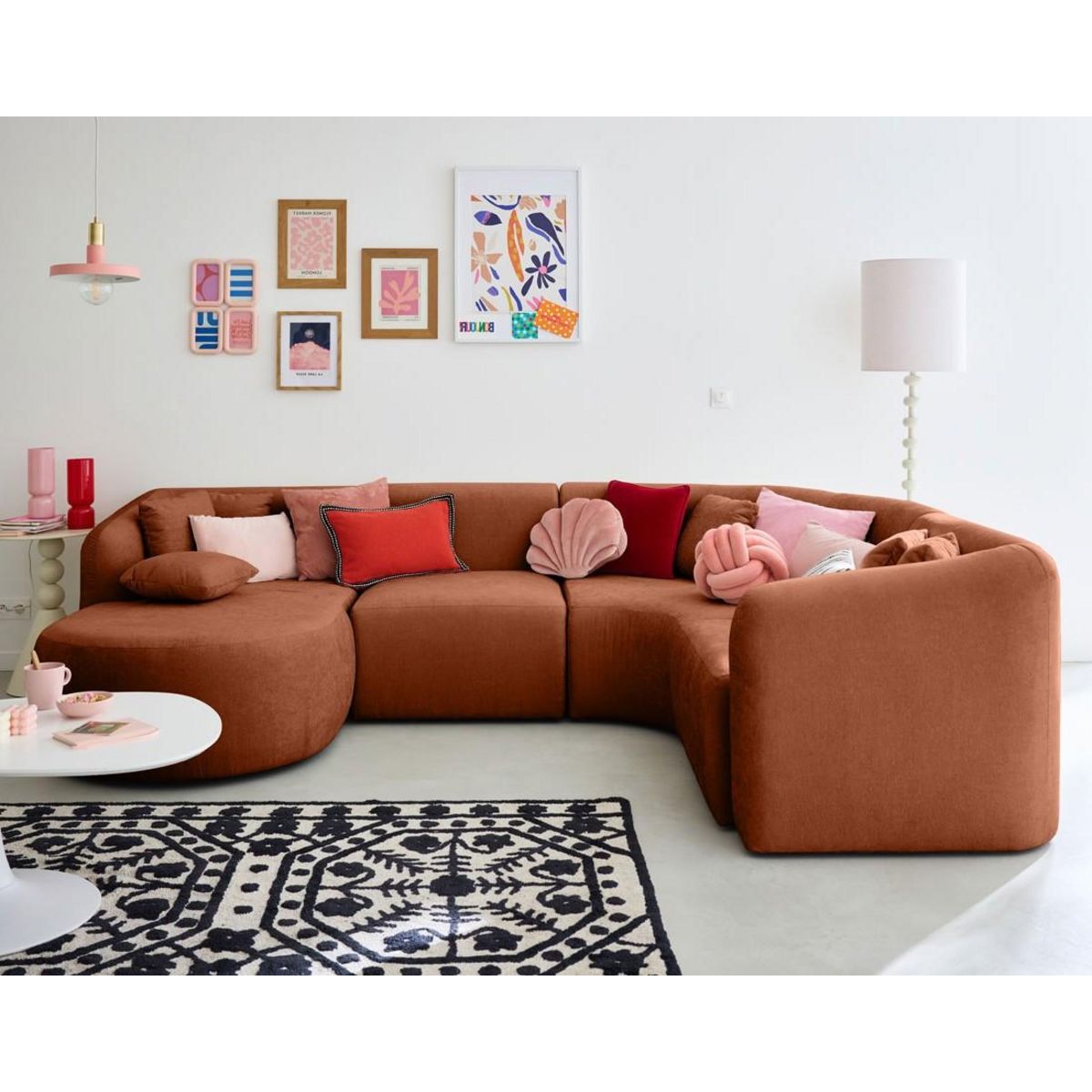 LISA DESIGN Ikare - canapé modulable d'angle gauche - 5 places - avec méridienne - en tissu