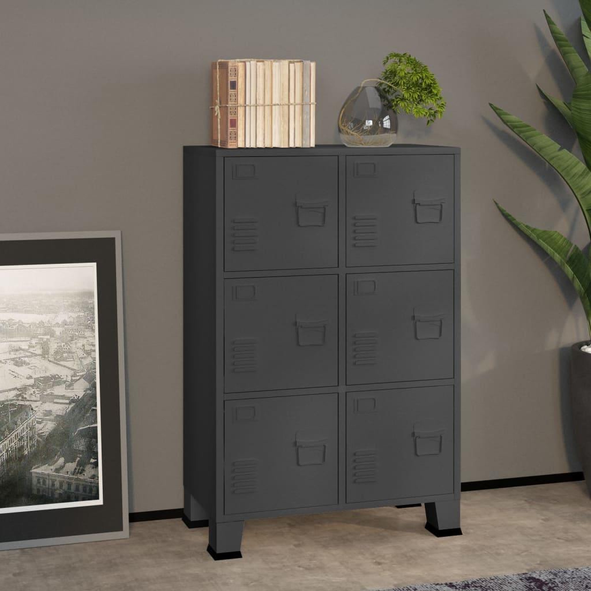 Voir la diapositive 1 : VIDAXL Coffre de rangement industriel Anthracite 75x40x115 cm Metal