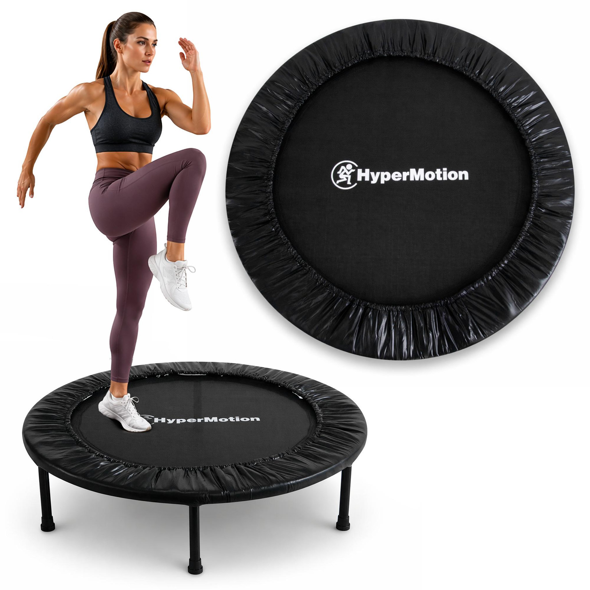 HYPERMOTION Trampoline fitness HyperMotion 91 cm noir pour entraînement cardio maison
