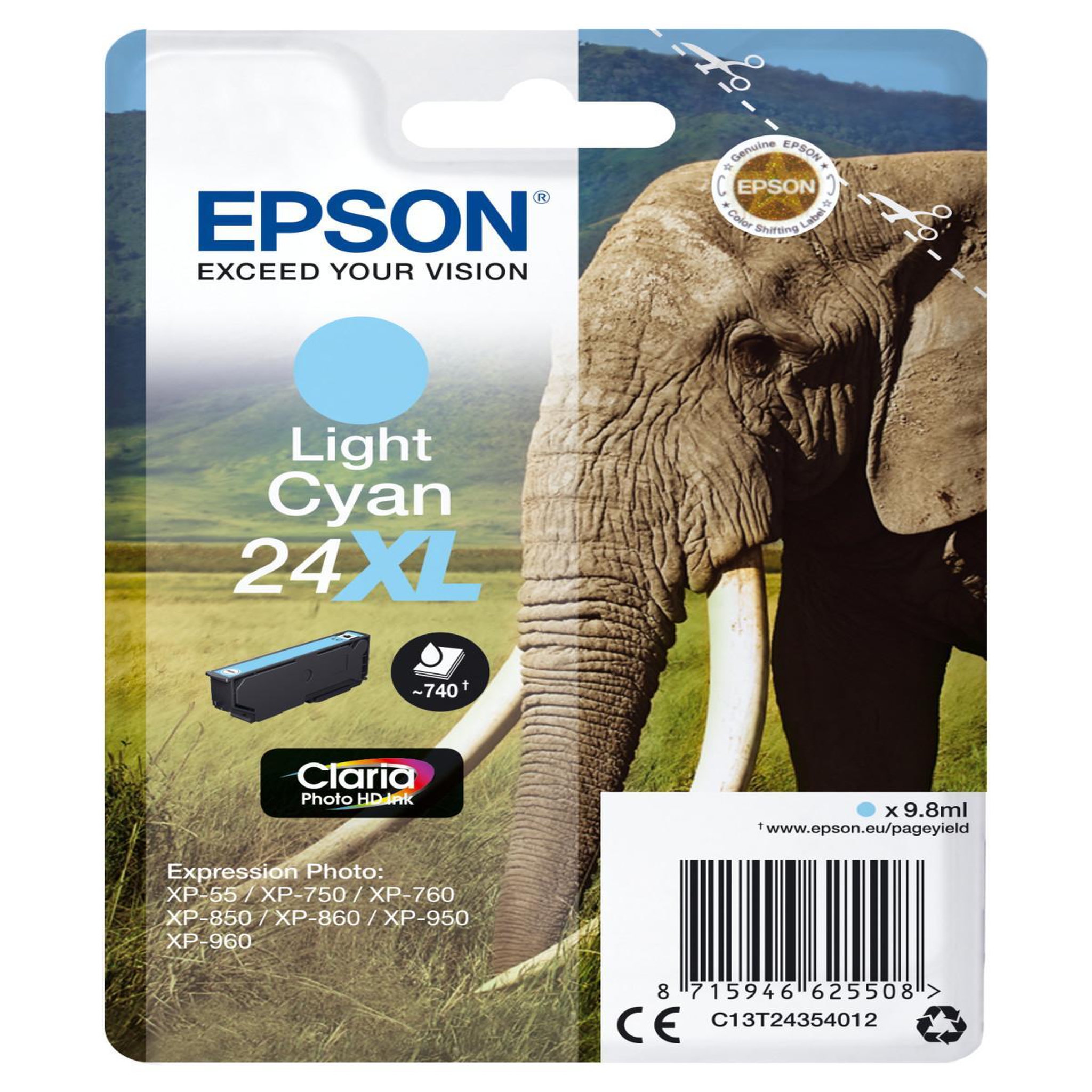 Voir la diapositive 2 : Epson EPSON Cartouche T2435 - Elephant - Cyan Clair XL