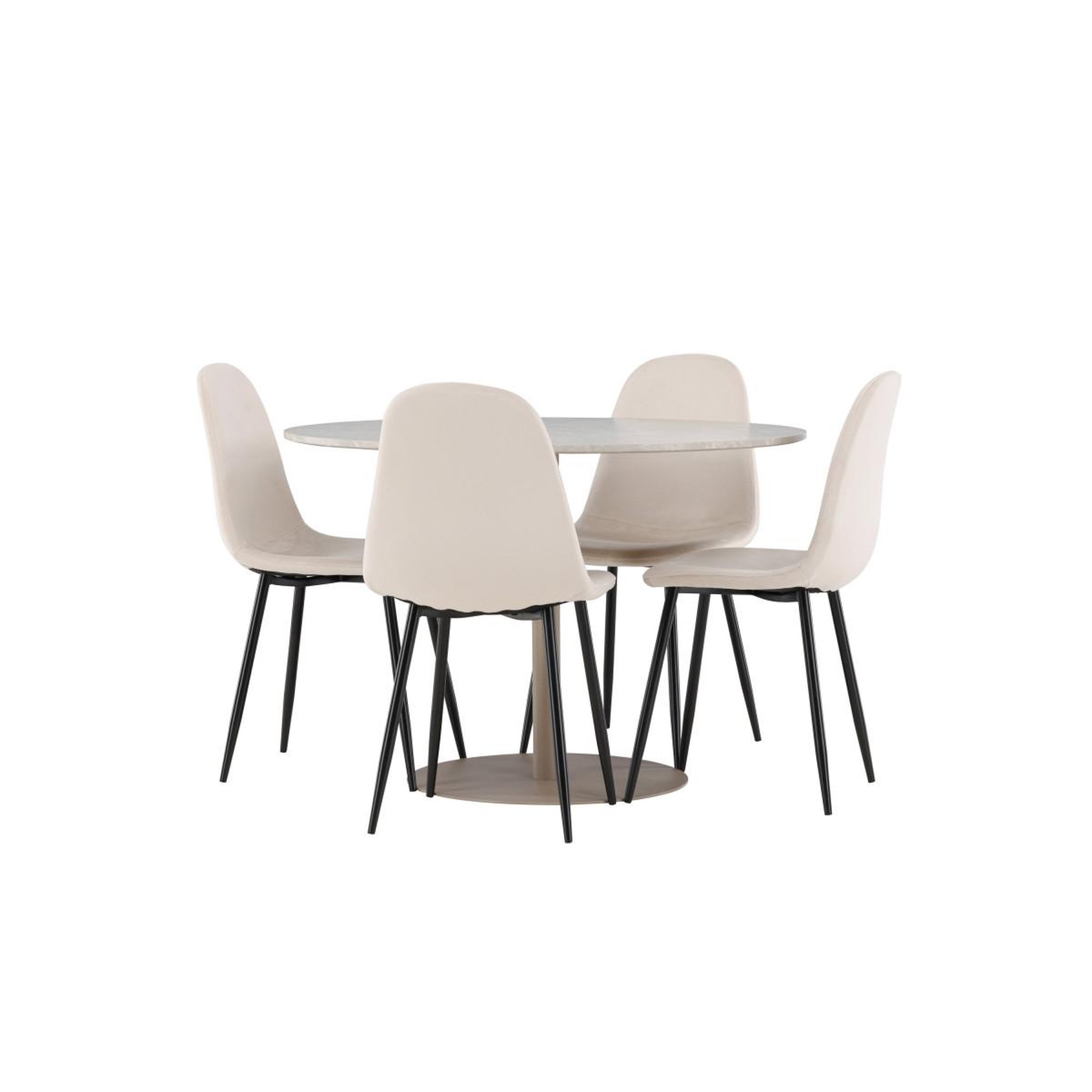 Voir la diapositive 3 : Paris Prix Ensemble table à manger & 4 chaises  lycke & polar  110cm beige
