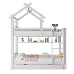 MERAX Lit superposé 90x200cm bois et mdf coloris blanc