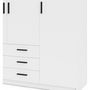 Voir la diapositive 5 : TVILUM Armoire VEGA - Décor Blanc mat - 4 portes + 3 tiroirs - L 195,5 x P 49,6 x H 200,4 cm