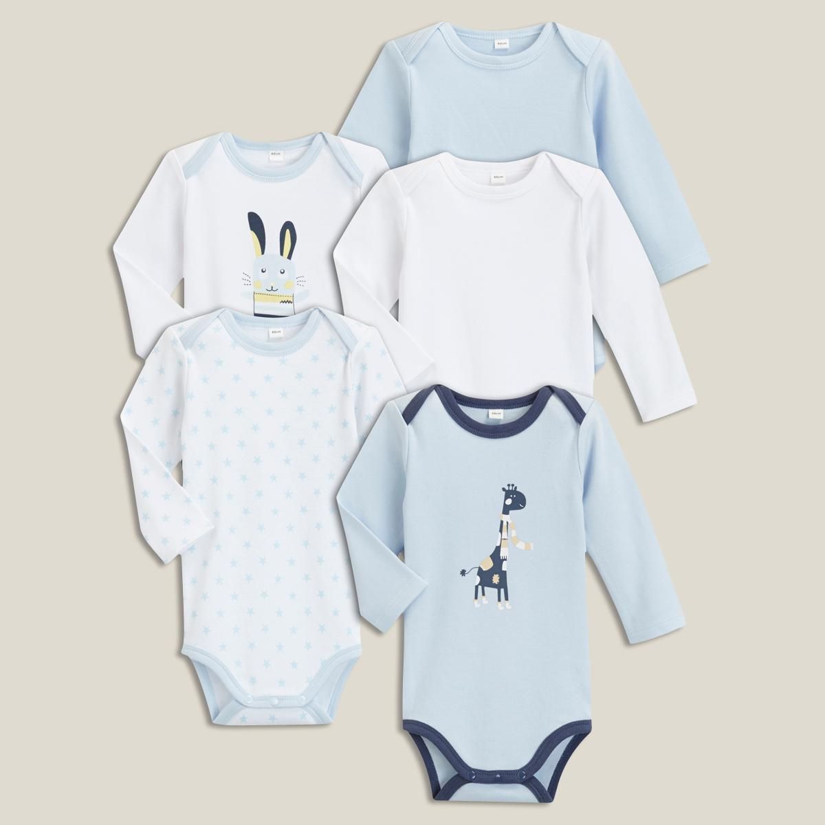 IN EXTENSO Lot de 5 bodies manches longues bébé