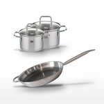 ELO Lot 2 Faitouts 12/14cm & Poêle 32cm Elo Relief Solution