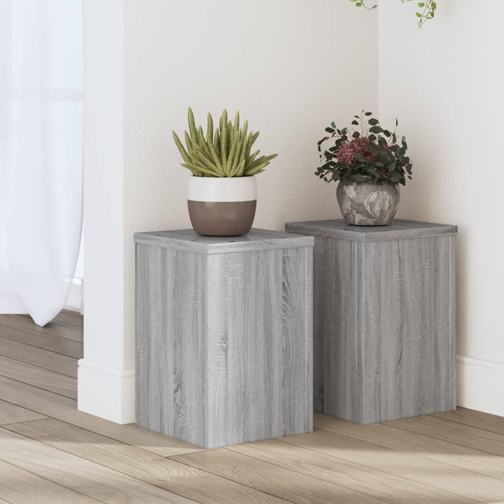 VIDAXL Supports pour plantes 2 pcs sonoma gris bois d'ingenierie