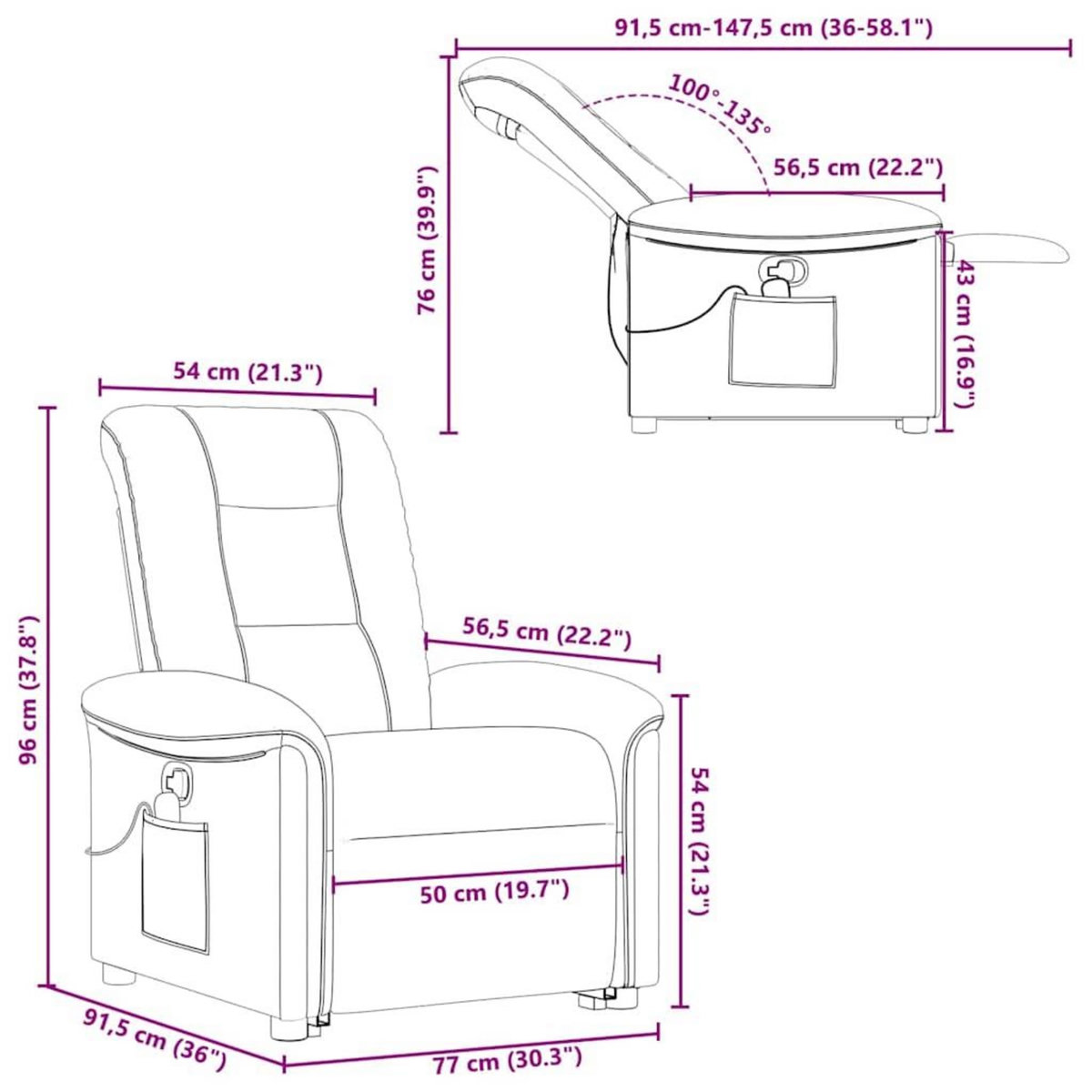 VIDAXL Fauteuil de massage inclinable Marron Tissu