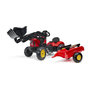 Voir la diapositive 1 : FALK Tracteur a pedales Supercharger rouge avec capot ouvrant et remorque
