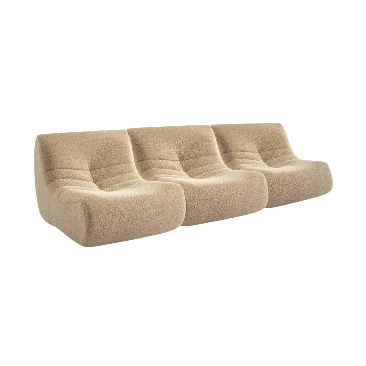 SWEEEK Chauffeuse tissu effet alpaca 3 places. beige. style contemporain. L 91 x P 105 x H 72cm