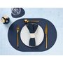 Voir la diapositive 5 : BJORN Set de table ovale réversible - 6 pièces - Cuir recyclé bleu nuit et gris anthracite