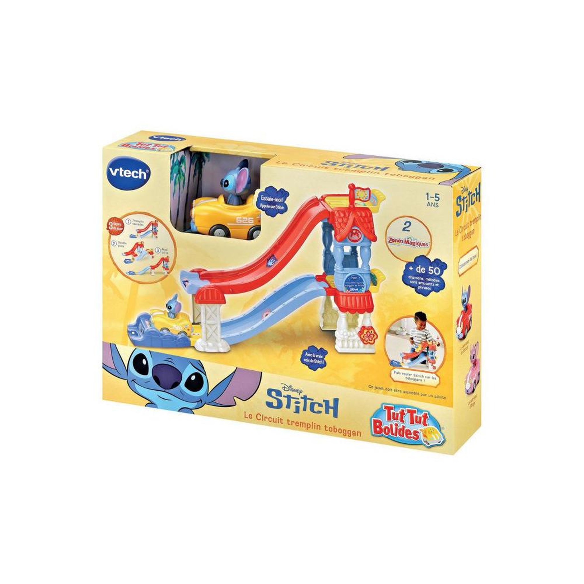 Voir la diapositive 3 : VTECH Circuit tut tut bolides stitch avec rampe toboggan vtech, 2 zones magiques, 50+ sons et 3 configurations, dès 1 an