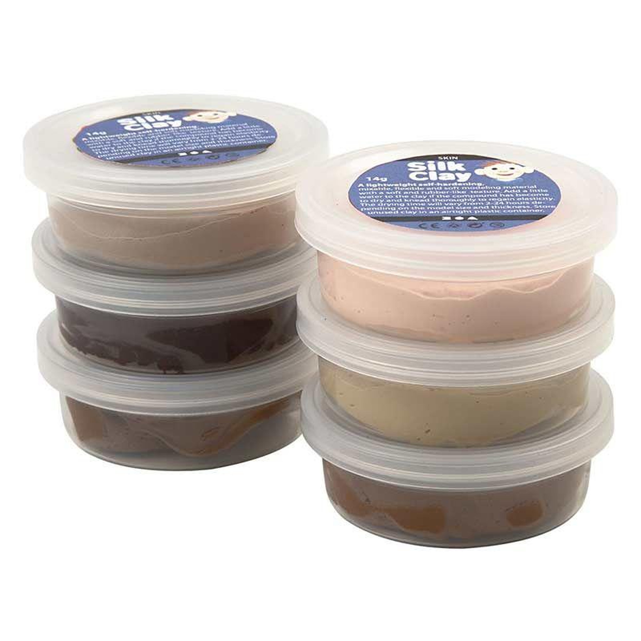 Voir la diapositive 2 : CREATIV COMPANY Set 6 pâtes à modeler silk clay - couleur chair 14 g