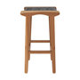Voir la diapositive 3 : Rendez vous déco Tabouret pour îlot central 68 cm en teck et cuir tressé marron - Kuna