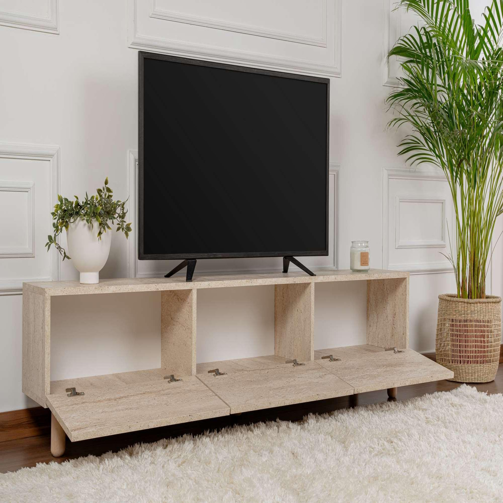 Voir la diapositive 4 : Habitat et Jardin Meuble tv en bois  alvin  - 180 x 31 x 42 cm - beige