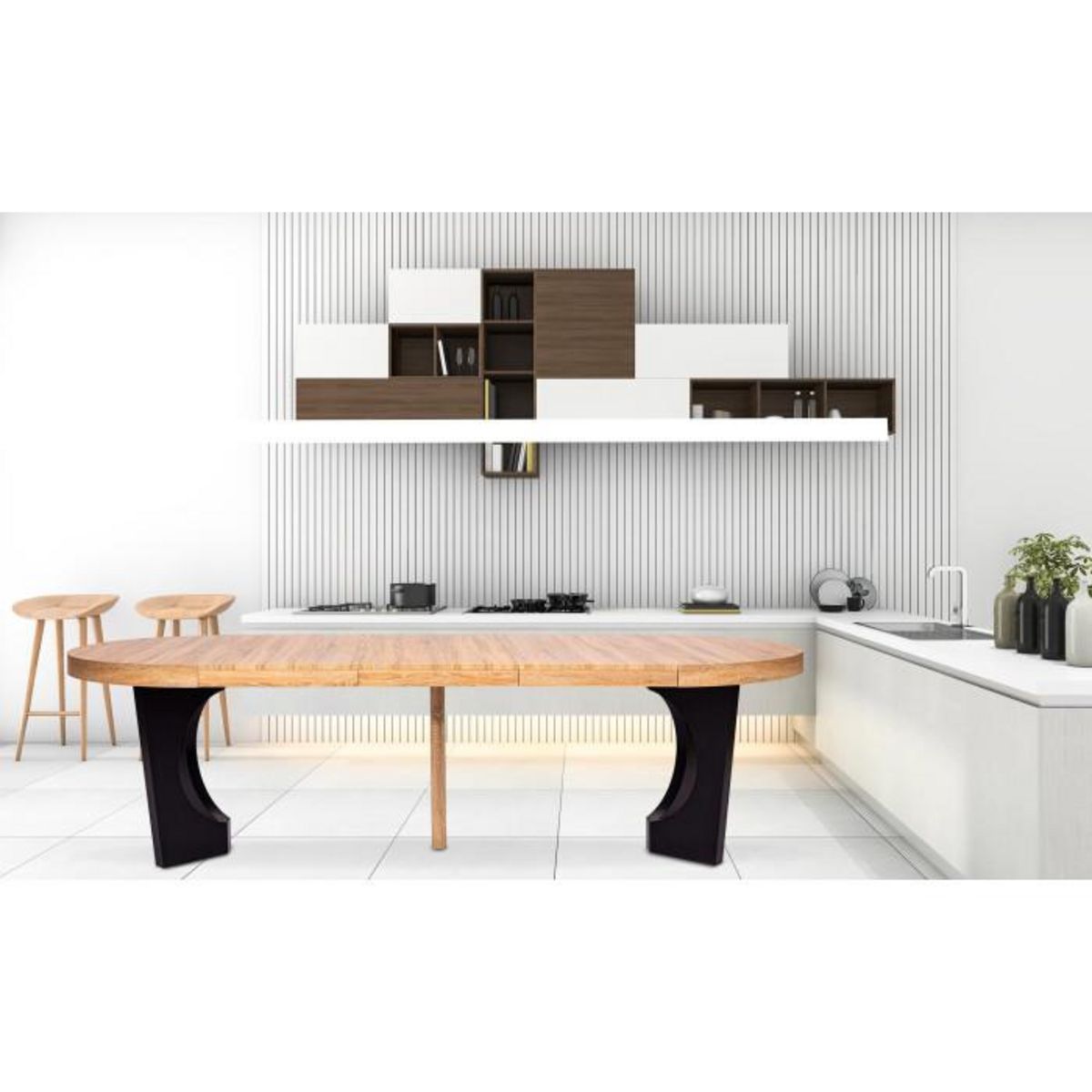 Paris Prix Table de Repas Extensible  Kapy  110-260cm Chêne & Noir