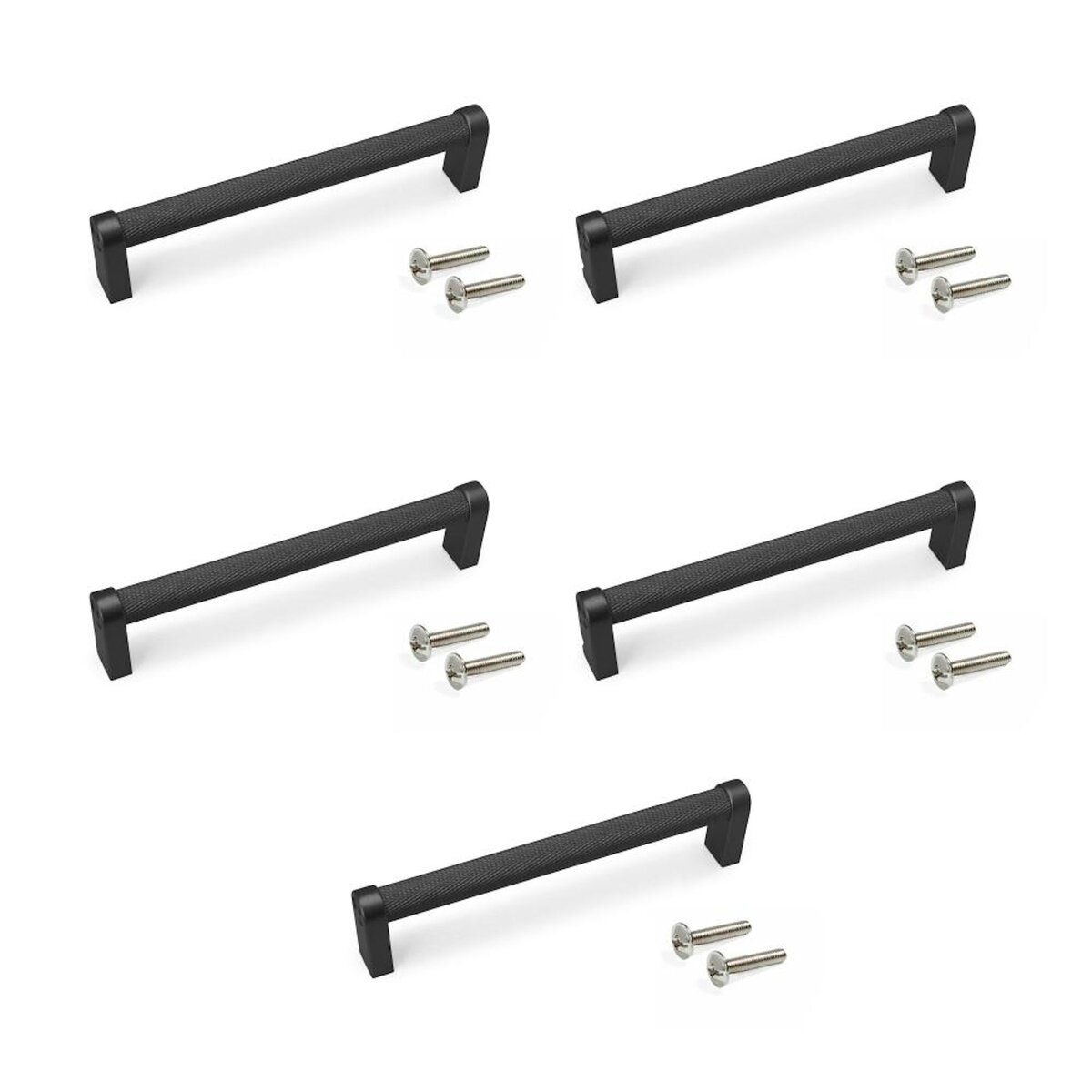 EMUCA SRL Lot de 5 poignées pour meubles Bergen -  L141mm -  entraxe 128mm -  Aluminium  -  Peint en noir