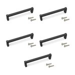 EMUCA SRL Lot de 5 poignées pour meubles Bergen -  L141mm -  entraxe 128mm -  Aluminium  -  Peint en noir