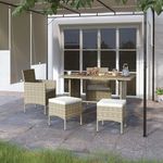 VIDAXL Jeu de chaise et tabouret de jardin 4 pcs Resine tressee Beige