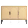 Voir la diapositive 1 : BEST MOBILIER Nagato - buffet bas - cannage et effet bois - 3 portes - 150 cm