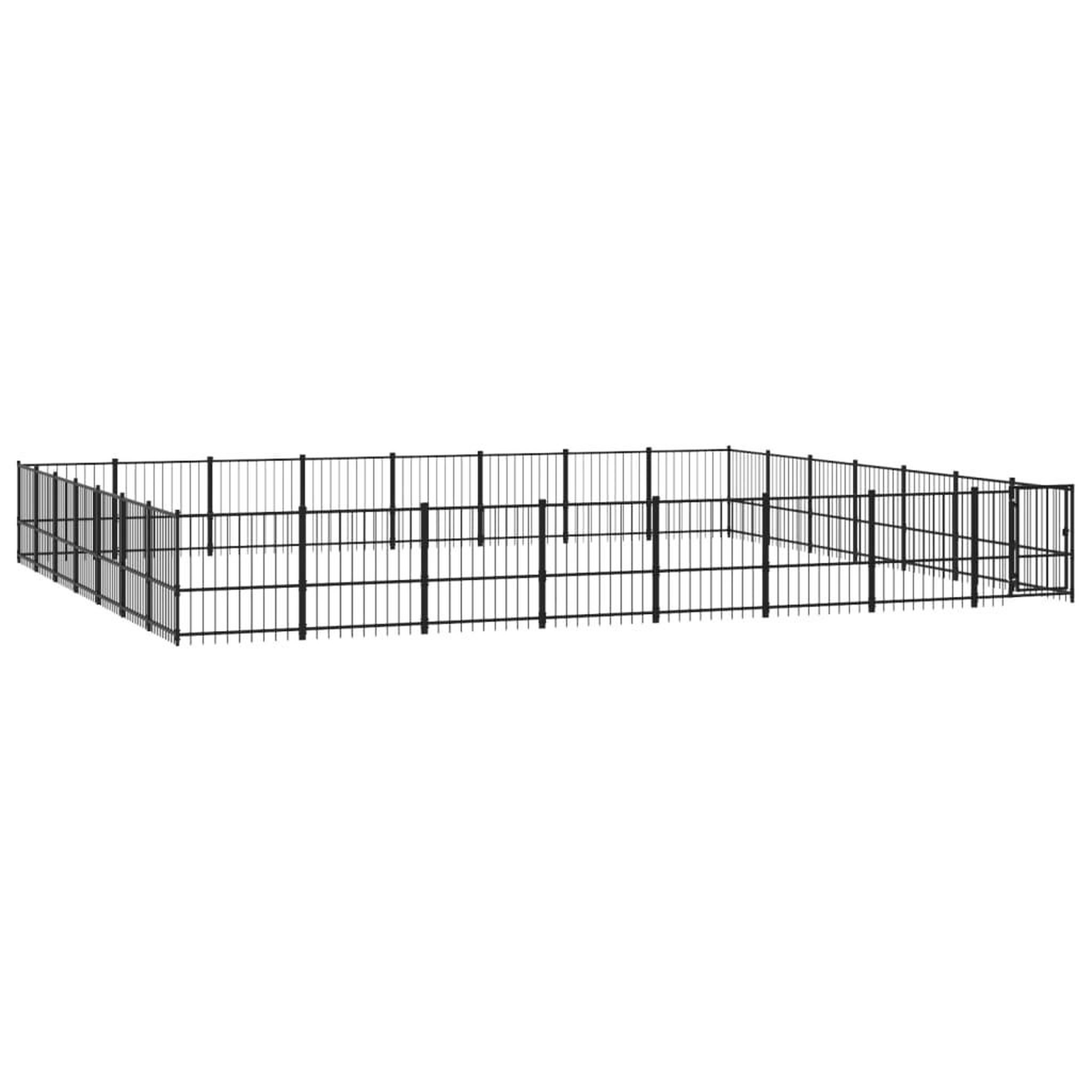 Voir la diapositive 2 : VIDAXL Chenil d'exterieur pour chiens Acier 52,69 m²