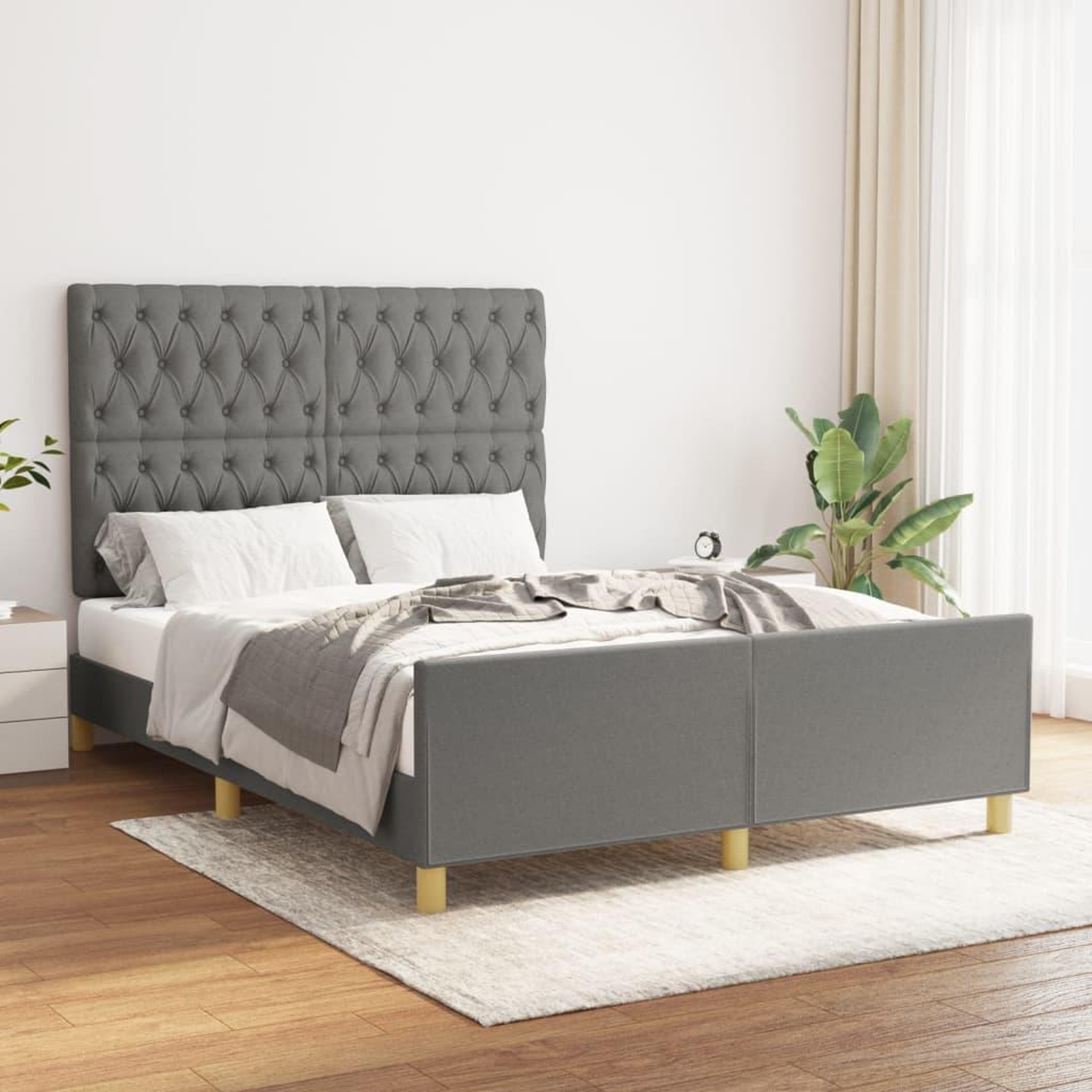 Voir la diapositive 1 : VIDAXL Cadre de lit sans matelas gris fonce 140x200 cm tissu