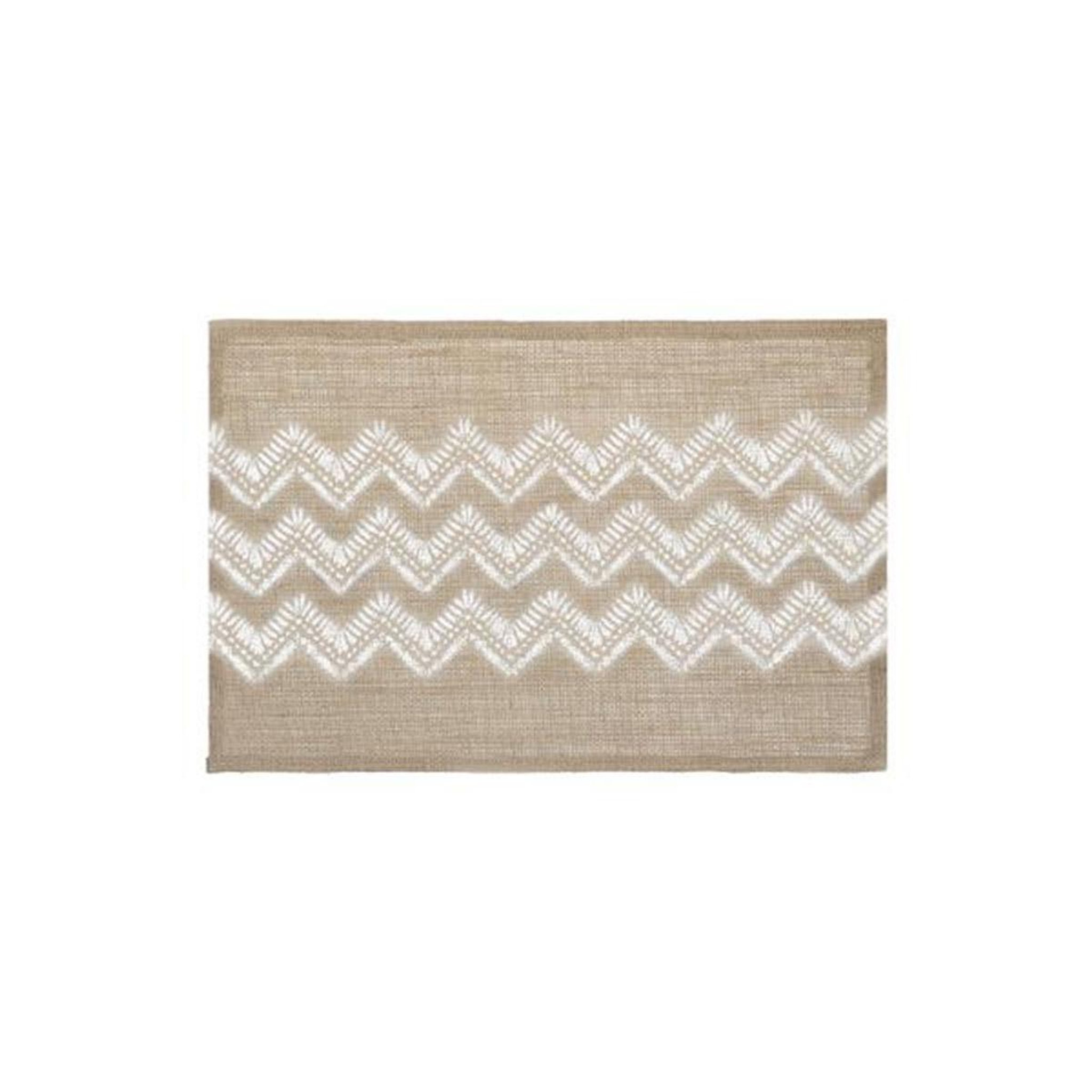 SECRET DE GOURMET Set de Table en Jute  Chevron  30x45cm Blanc