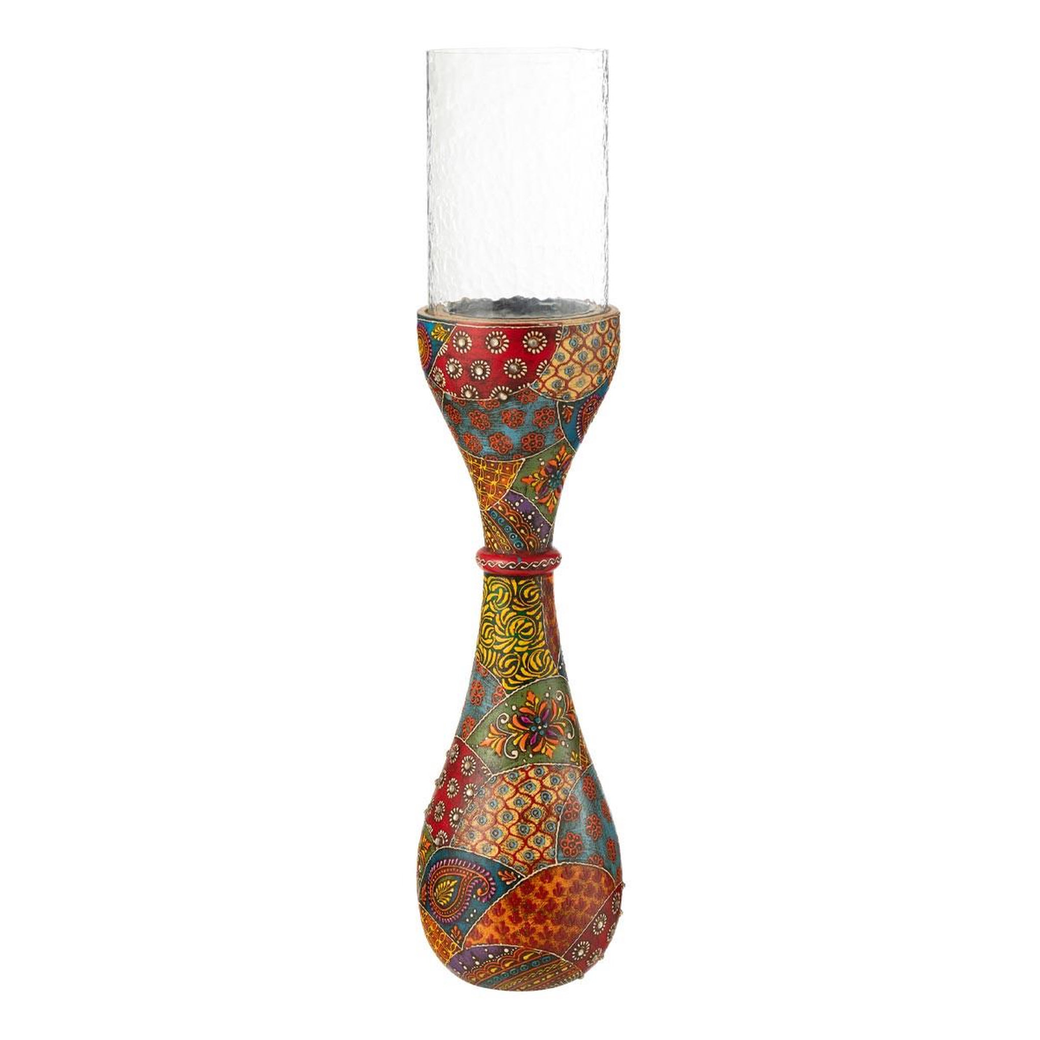 J-LINE Photophore Déco en Bois  Delhi  56cm Multicolore