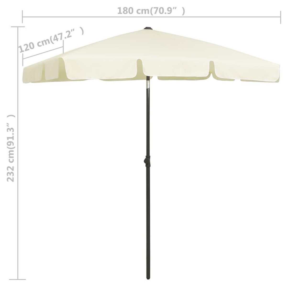 VIDAXL Parasol de plage jaune sable 180x120 cm