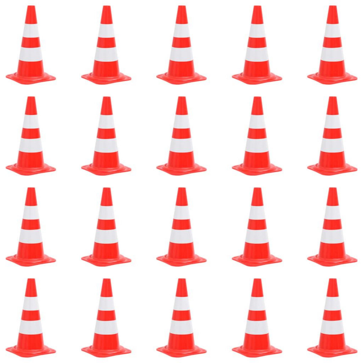 VIDAXL Cones de signalisation reflechissants 20pcs Rouge et blanc 50cm