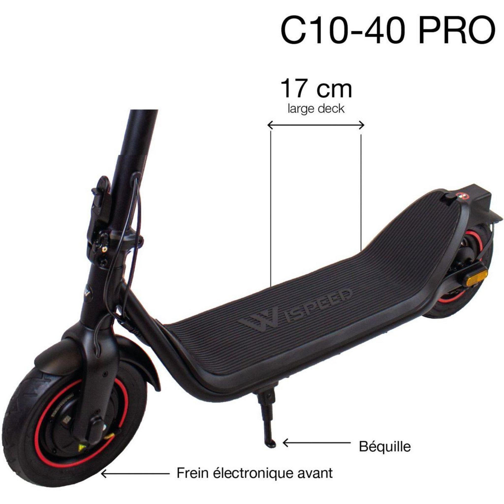 Voir la diapositive 2 : WISPEED Trottinette électrique C10-40 Pro Noir