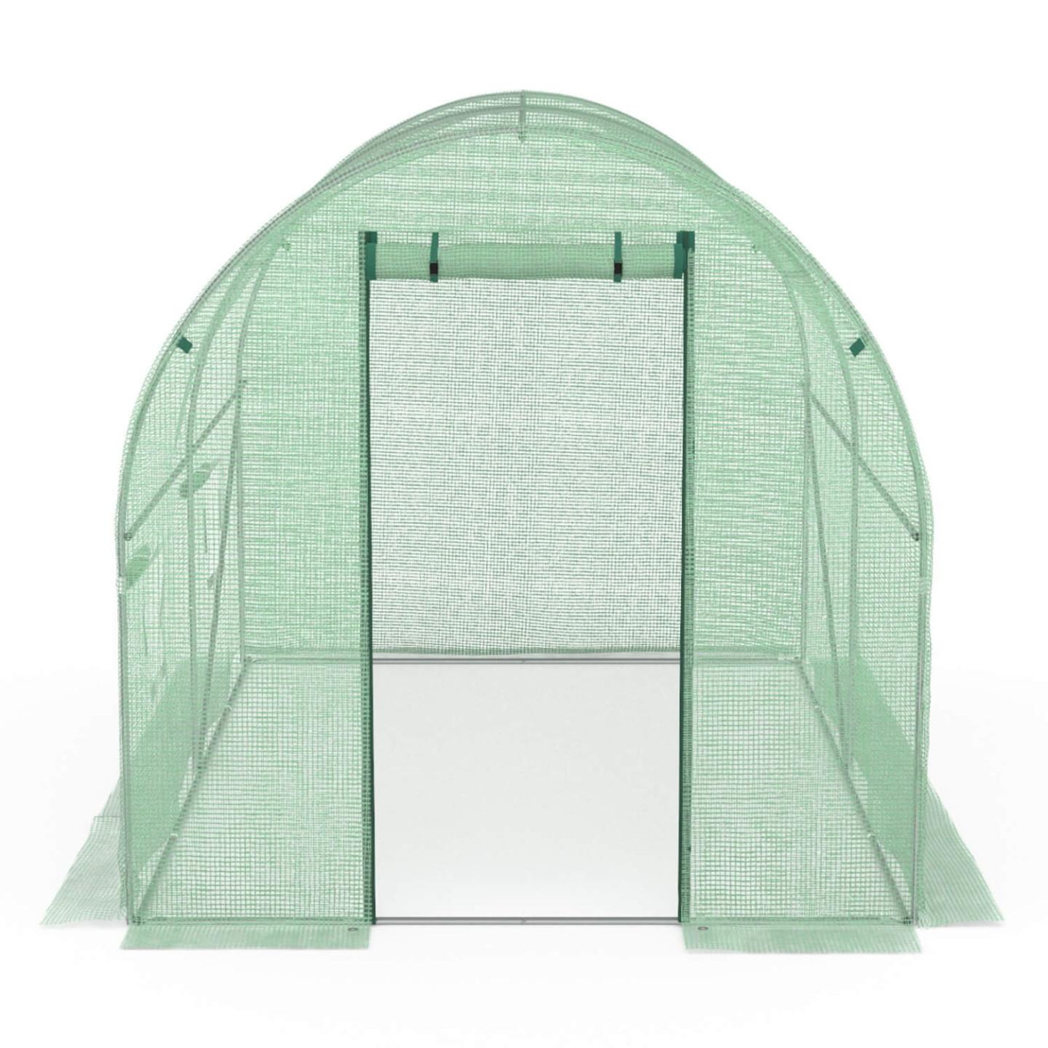 Voir la diapositive 4 : ID MARKET Bâche de rechange pour serre de jardin tunnel 6m² 3 x 2 x 2 m anti-UV avec porte et fenêtres ROMA verte