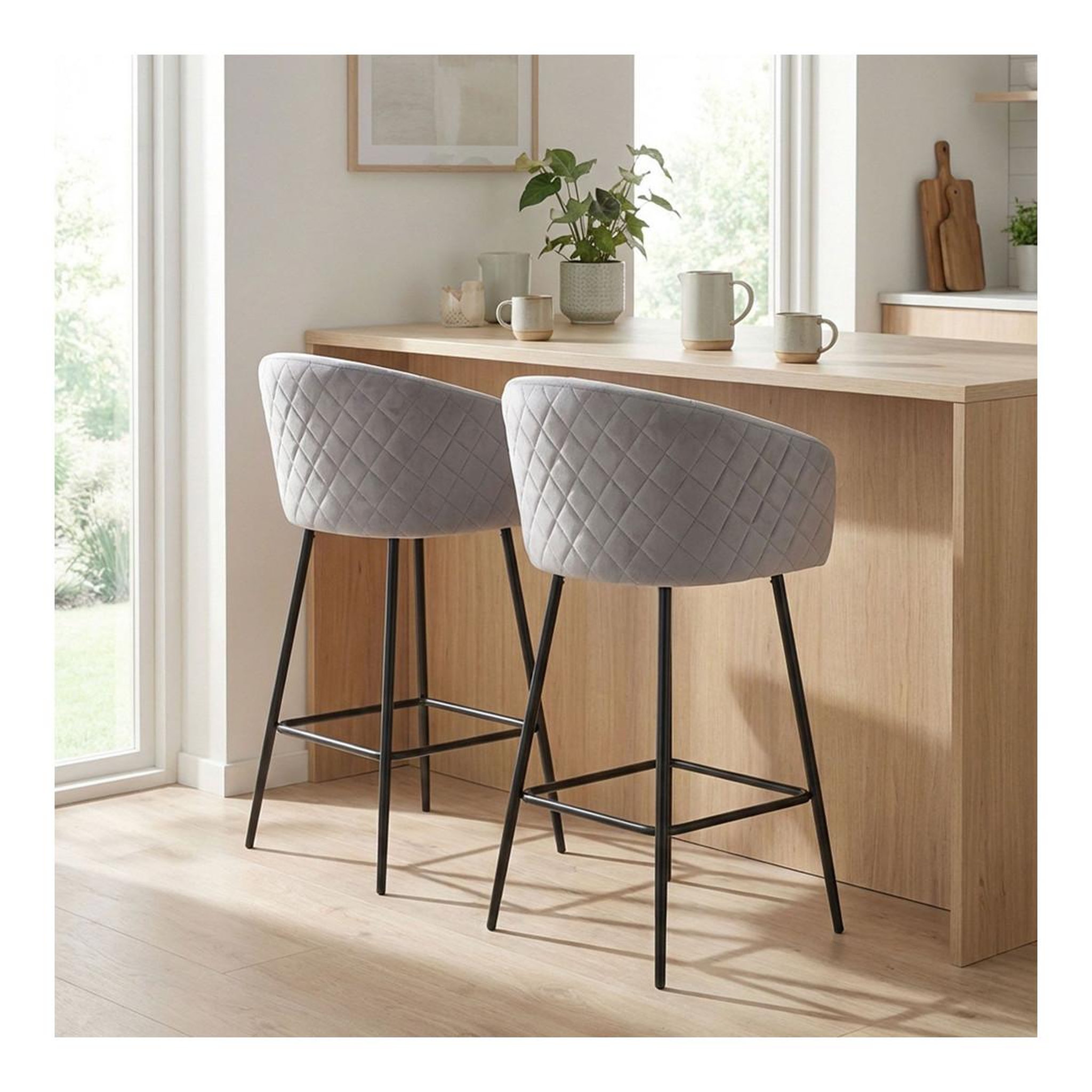 Voir la diapositive 6 : Paris Prix Chaise de bar en velours  kandi  106cm argent