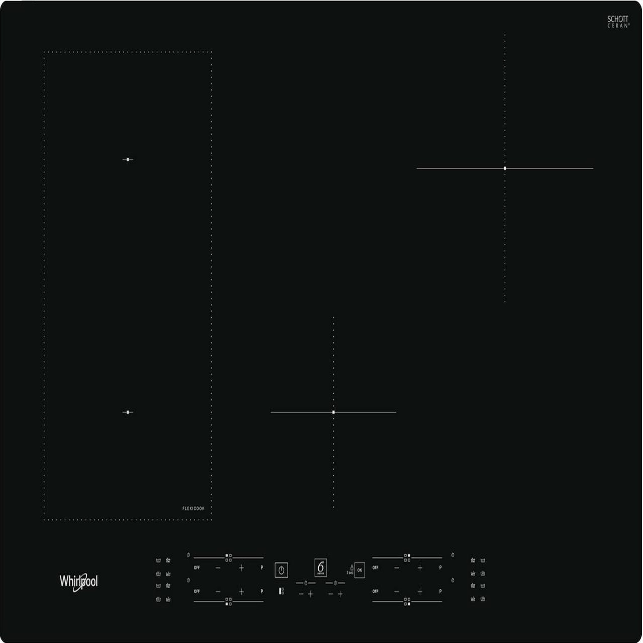 Whirlpool Table de cuisson induction 75cm 4 feux 7200w noir - WLB2977NE