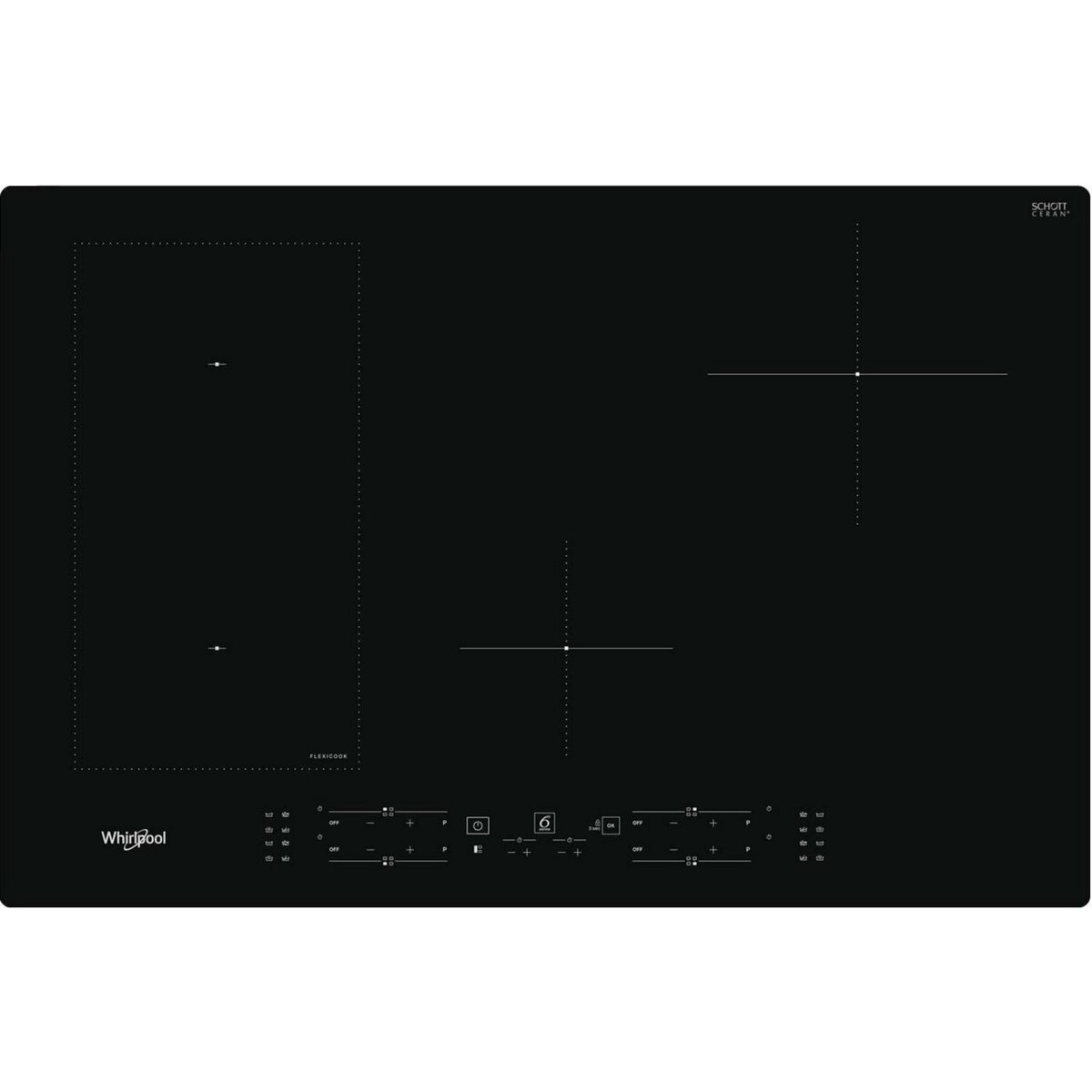Whirlpool Table de cuisson induction 75cm 4 feux 7200w noir - wlb2977ne