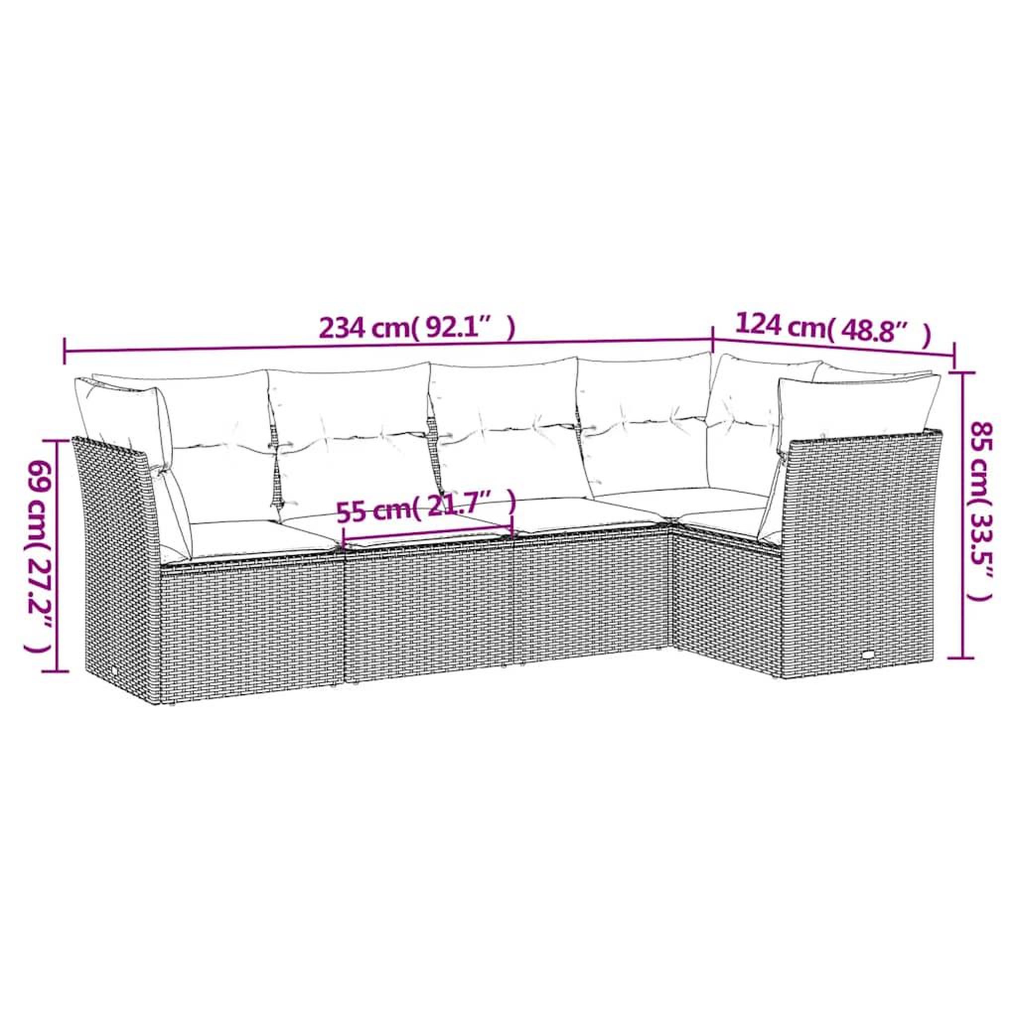 Voir la diapositive 3 : VIDAXL Salon de jardin 5 pcs avec coussins gris clair resine tressee