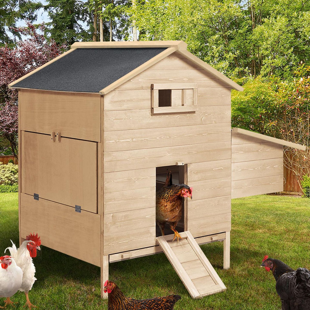 ID MARKET Poulailler chalet XL pour poules avec pondoir en bois